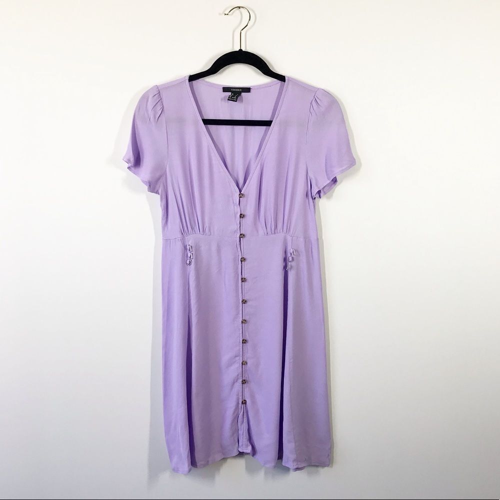 Lilac purple mini dress button front forever 21